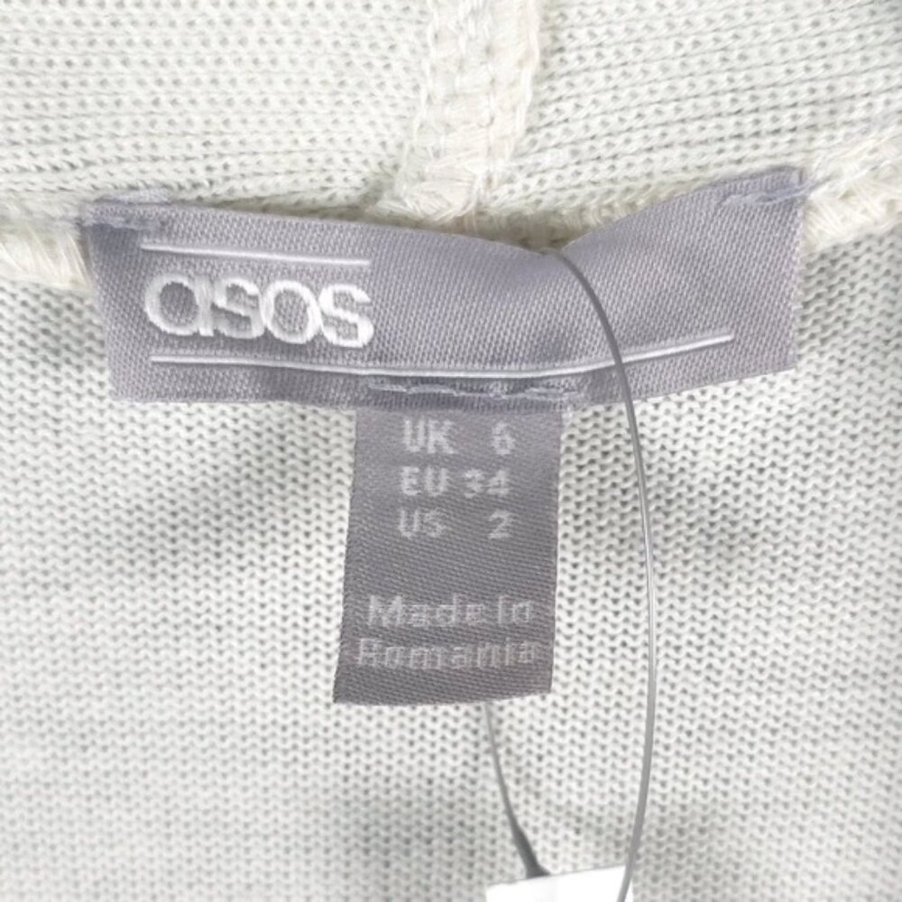 NWT asos PETITE Romania 🇷🇴 Made Long Sleeve Rib Open Cardigan Longline Size 2 - Picture 3 of 8